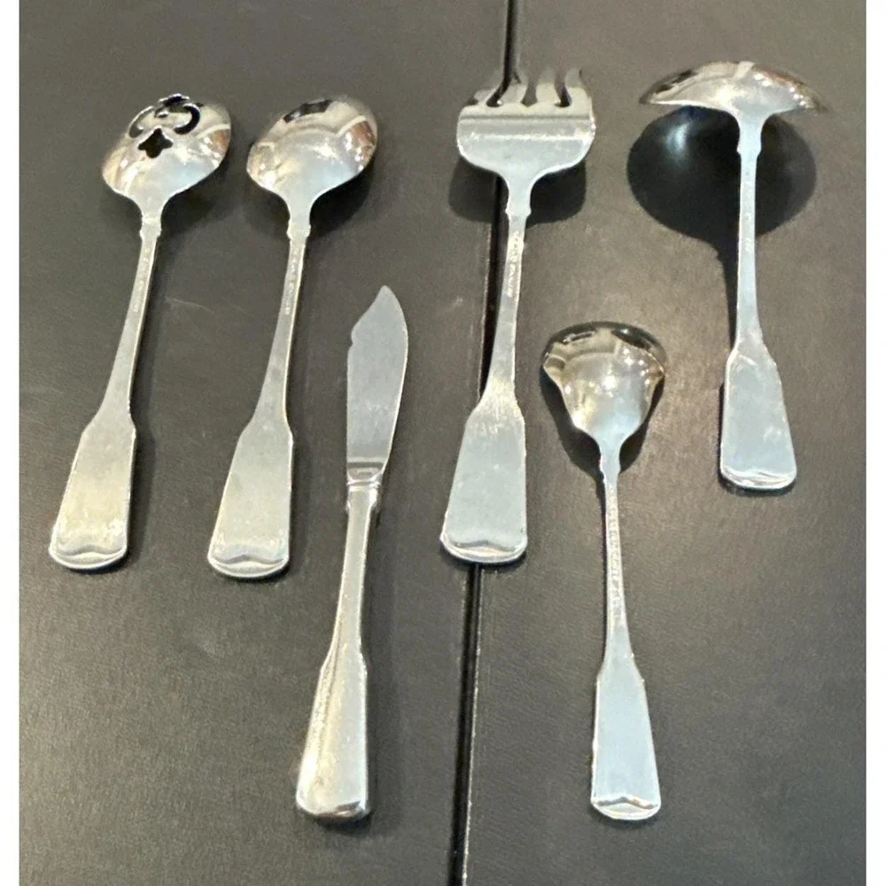 Oneida Cube Sandhurst Serving Set Spoon Fork Ladle Stainless Steel Set Of 6 #2